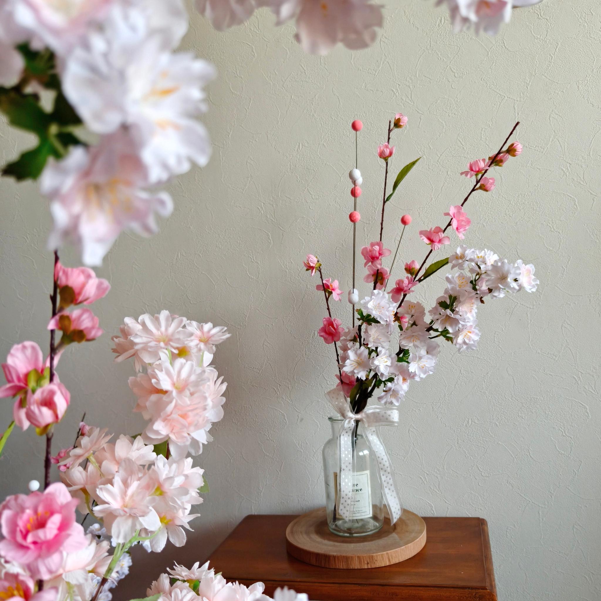 桜と桃の花ブーケ ひなまつり2026 インテリア お祝い花 入学祝い 母の日 店舗装飾 桜2026 新作2026 | 3枚目